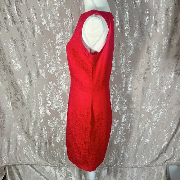 Vintage 90s Espirit Red Floral Print Mini Cocktail Dress Women's Size 13/14 - Picture 3 of 9